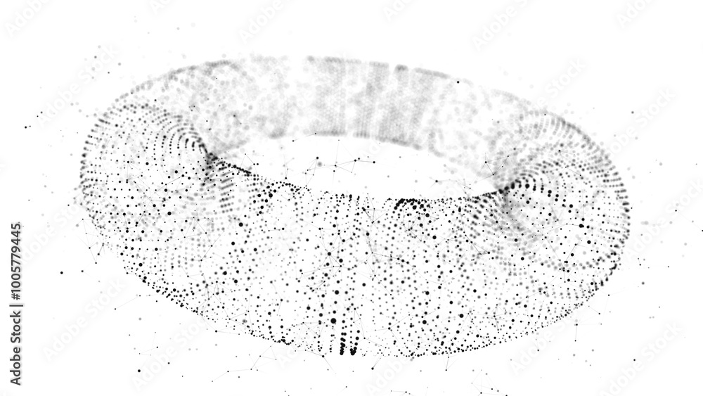 Poster futuristic dynamic wireframe torus on white background. the flow of scientific data. futuristic digi