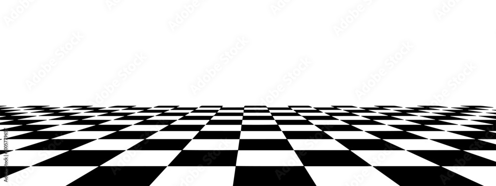 Poster floor in perspective with checkerboard texture. empty chess board. vector illustration.