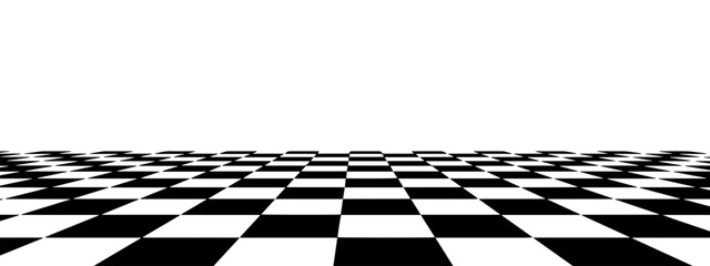 Floor in perspective with checkerboard texture. Empty chess board. Vector illustration.