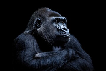 Obraz premium A powerful gorilla portrait. Use for conservation, wildlife, or animal themes.