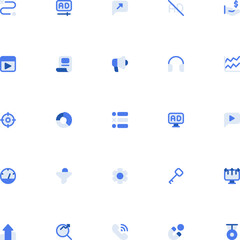 Online Marketing Icon Set Collection. 2D Icons Editable Monochrome Style and Pixel Perfection