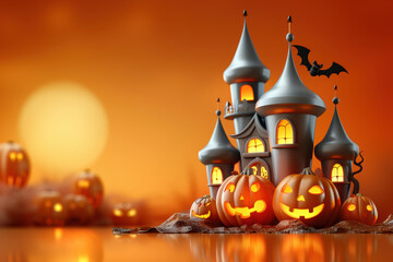 Spooky House with Pumpkins
