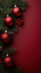 Red Christmas Ornaments and Pine