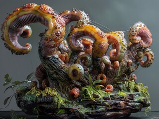 Obraz premium Surreal Fantasy Plants: Whimsical Organic Sculpture
