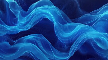 Dynamic blue wave patterns flowing horizontally, forming a vibrant abstract background design