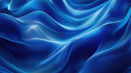Obraz premium Dynamic blue wave patterns flowing horizontally, forming a vibrant abstract background design