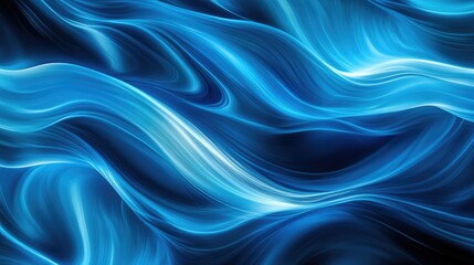 Dynamic blue wave patterns flowing horizontally, forming a vibrant abstract background design