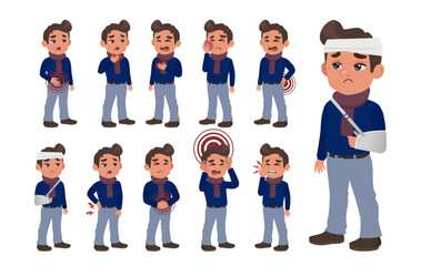 Obraz premium Sick people with different symptoms
