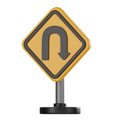 U Turn Sign 3D Illustration, Road Signage for Drivers