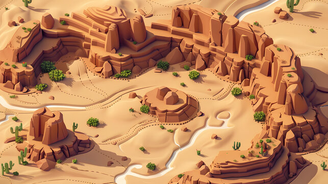 Desert Map isometric game 3D