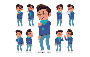 Fototapeta premium Sick people with different symptoms