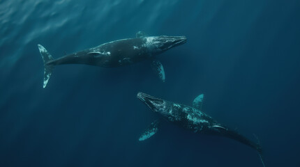 Stunning Aerial Drone Photo of Whales in the Ocean – Captivating Wildlife and Marine Mammal Photography