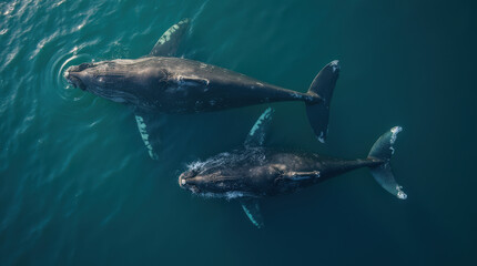 Stunning Aerial Drone Photo of Whales in the Ocean – Captivating Wildlife and Marine Mammal Photography
