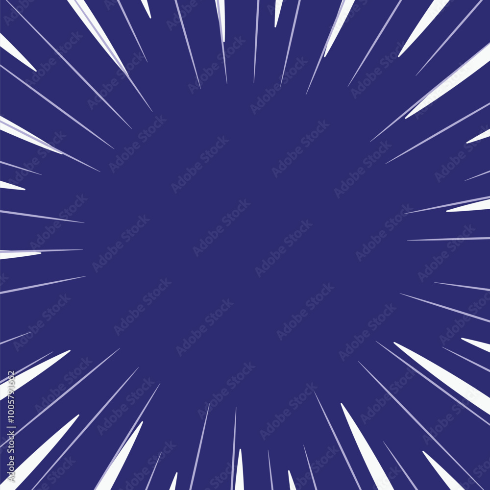 Poster blue background with circular speed lines burst into focus