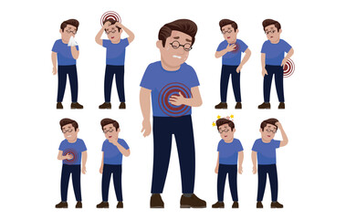 Obraz premium Sick people with different symptoms