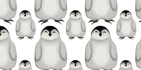 Cute penguin pattern celebrating New Year's Eve with joyful baby penguins in a festive design © Yuliia Kostenko