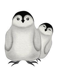 Cute penguin illustration featuring two happy penguins against a simple background