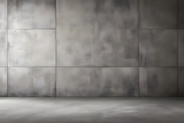 Smooth modern concrete wall with slight texture divided from the glossy floor by a bold black line, AI Generated