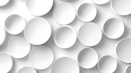 White circles with shadows. abstract pattern for web or print template white background, brochure cover or app. Material style. Geometric 3D illustration. 