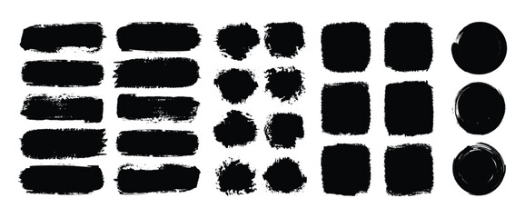 Set of different ink paint brush strokes isolated on white background. Grunge banner background. Vector illustration
