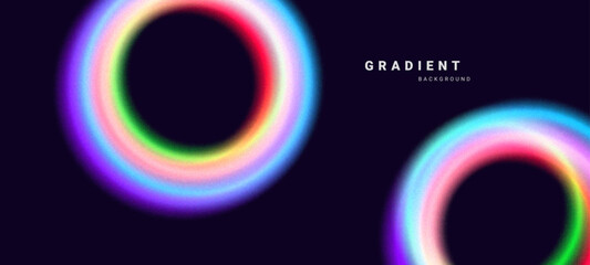 Abstract colorful glowing circles on dark background vector.