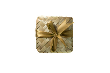 a traditional food container called besek isolated on white background