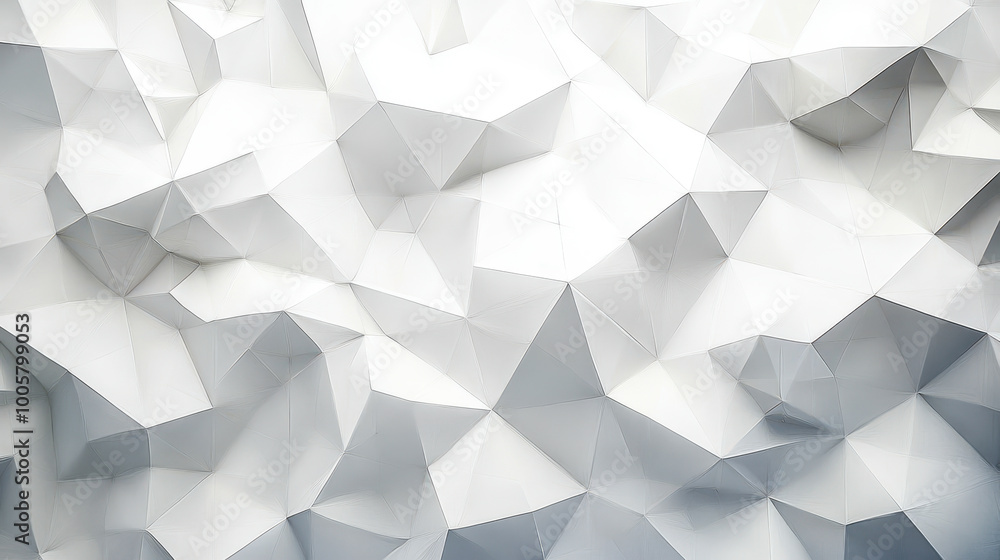 Aufkleber abstract white polygon texture, 3d geometric surface with triangular facets, modern minimalist backg