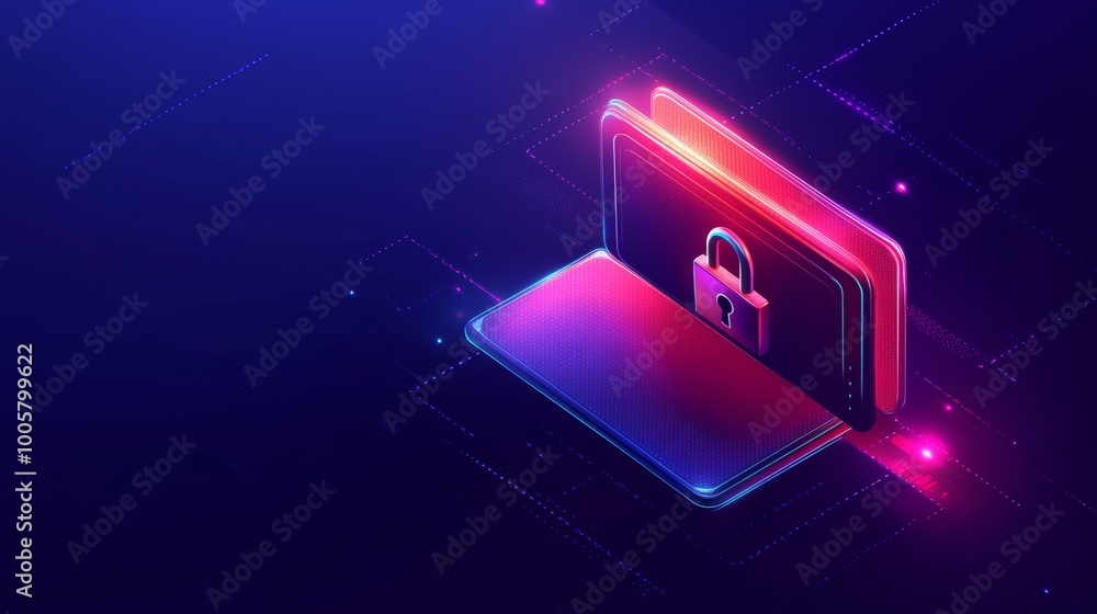 Poster secure smartphone with padlock symbol