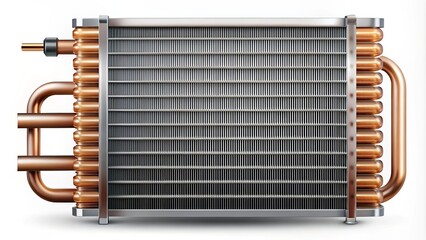 Stylish vector icon representing a ductless HVAC condenser coil, designed with copper or aluminum tubes and fins,