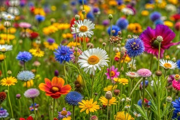 Obraz premium Colorful summer meadow filled with wildflowers