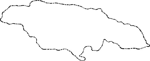 dash line doodle freehand drawing of jamaica island map.