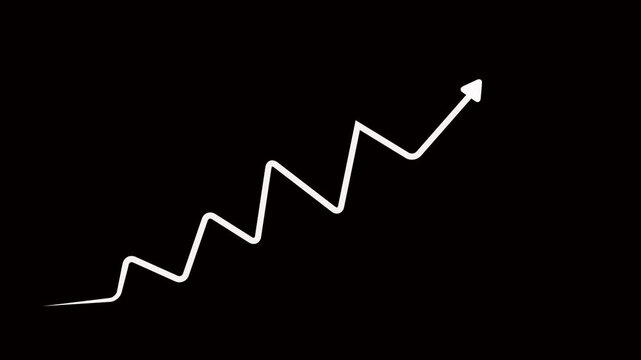 Rising arrow transparent channel. Business Financial Growing Business Income And Earnings4k video.