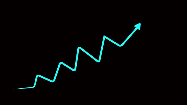 Rising arrow transparent channel. Business Financial Growing Business Income And Earnings4k video.