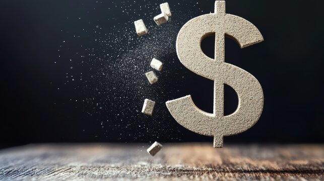 Crumbling Dollar Sign Financial Crisis Recession Economic Downturn Instability Uncer