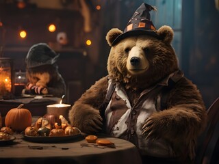 halloween pumpkin with Bear.