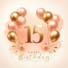 Elegant pink and gold birthday celebration backdrop for a 15th birthday.