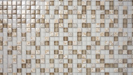 Close-up of white and brown tile pattern.