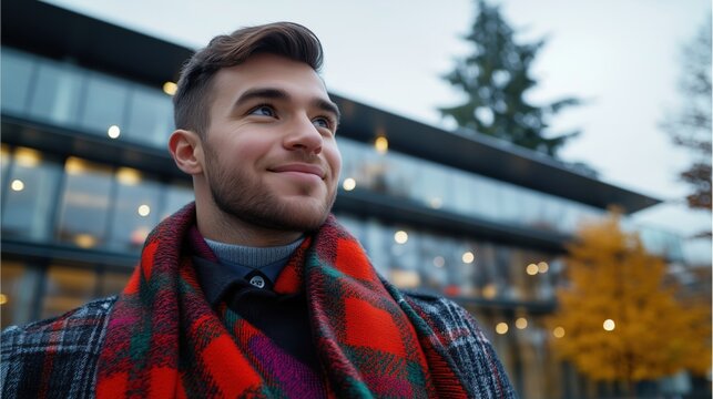 St Andrew's Day, Proud Young Engineer in Urban Setting