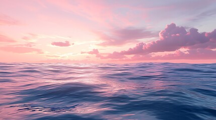Obraz premium Pink skies melt into the calm ocean, creating a dreamy seascape that captures the essence of tranquility.