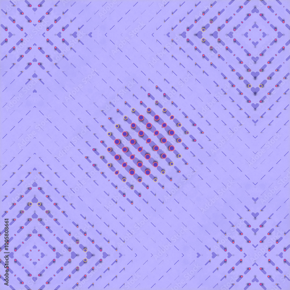 Aufkleber Illustration of a pattern of multicolored dots and lines that interact in a mesmerizing way. 3d rendering