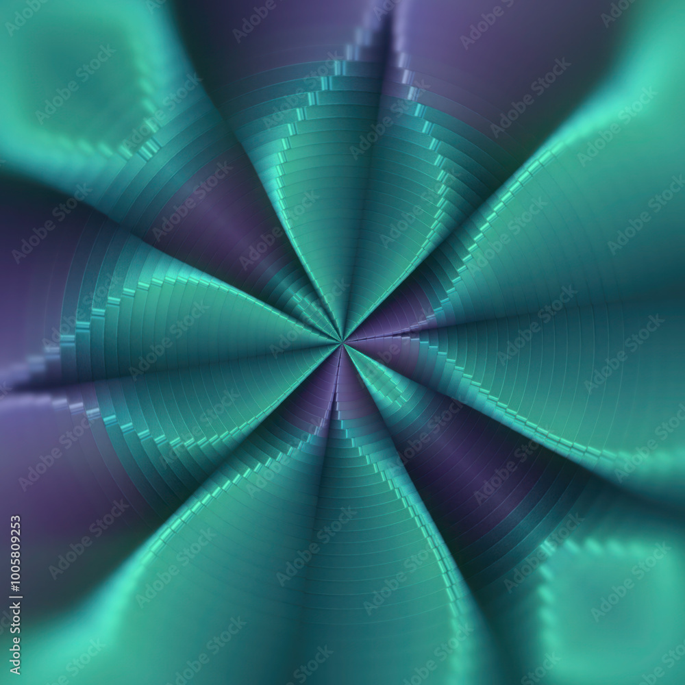 Aufkleber Abstract circular composition with wave pattern of colorful geometric shapes. 3d rendering digital illustration