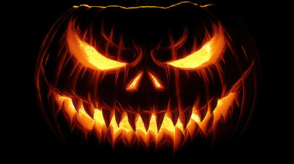 Glowing Jack-o'-lantern Face at Night