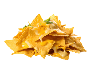 a pile of chips with cheese and herbs