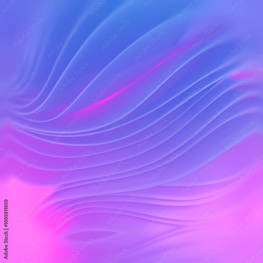 Poster abstract pattern of flowing waves of pink-purple fabric stripes. 3d rendering digital illustration