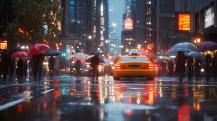 Rainy City Street at Night.