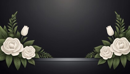 funeral with casket and flower illustration background