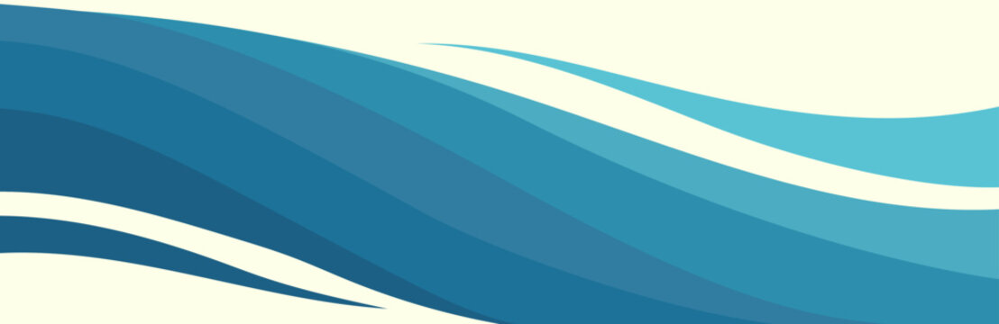 Abstract blue illustration on white background. Vector pattern. Art line ornament. Water Wave Logo abstract design