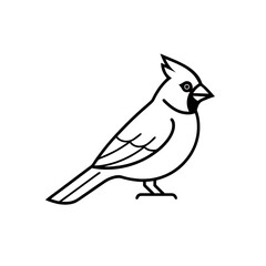 Obraz premium A simple black outline illustration of a cardinal bird on a white background. Perfect for coloring books or creative projects, this clean contour captures the recognizable shape of the bird.