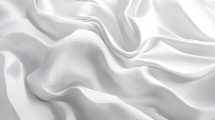 Fototapeta premium 3d render, abstract background with folded textile, white cloth macro, fashion wallpaper wavy layers. 