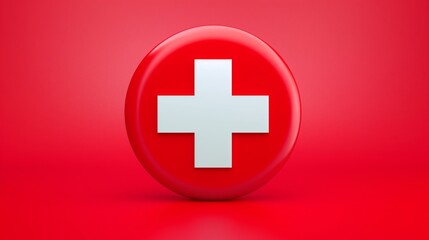 Obraz premium Red and white cross with a white star in the middle. The red and white color scheme is a symbol of the medical profession and the cross is a symbol of hope and healing